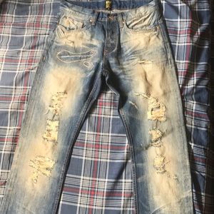 Gold Leaf Ripped Jeans